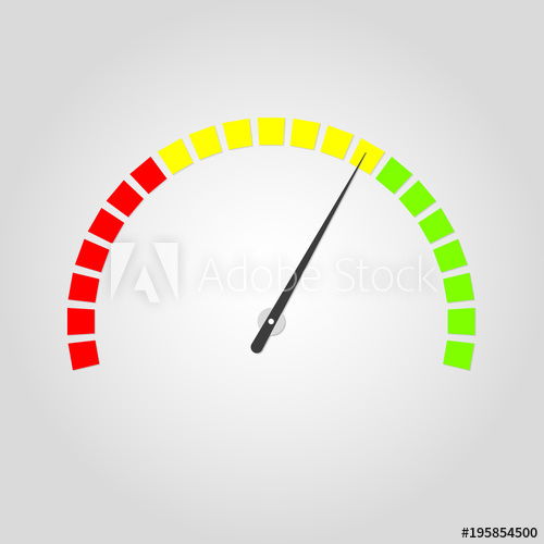 500x500 Meter And Gauge Icon. Speedometer With Red, Yellow And Green