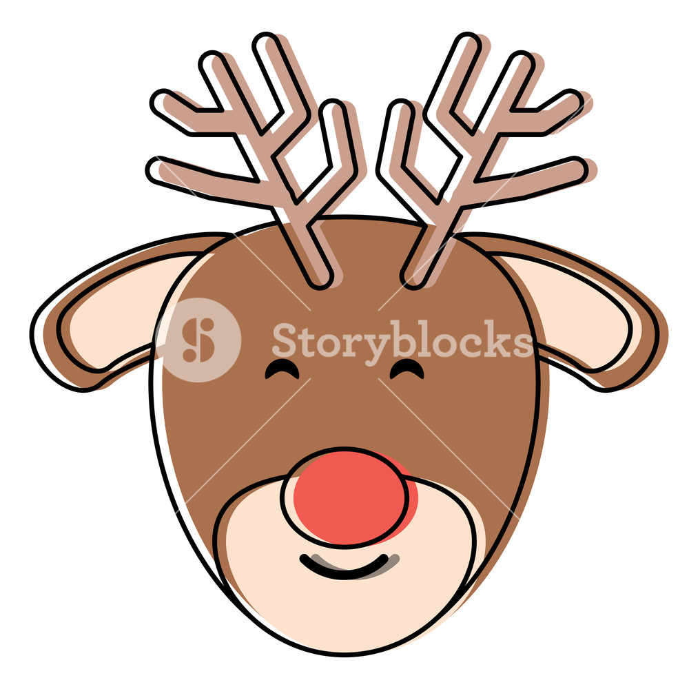 1000x1000 Rudolph Deer Icon Over White Background, Colorful Design. Vector