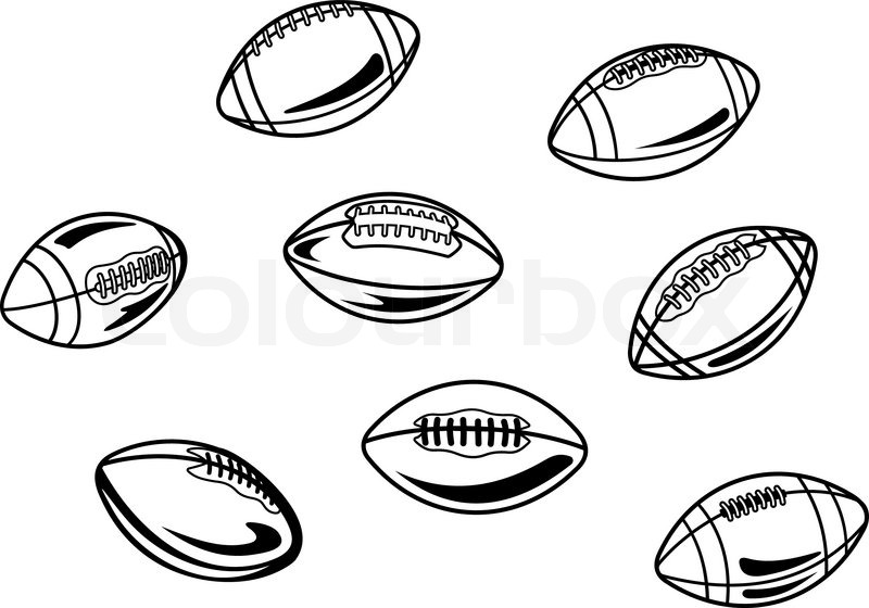 800x560 Rugby And American Football Balls Stock Vector Colourbox