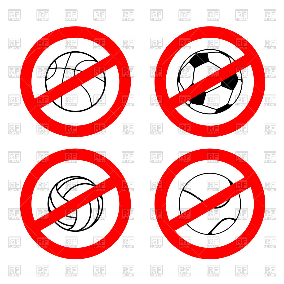 1200x1200 Set Of Stop Sign With Volleyball, Football, Tennis And Rugby Balls