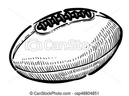 450x334 Cartoon Image Of Rugby Ball. An Artistic Freehand Picture.