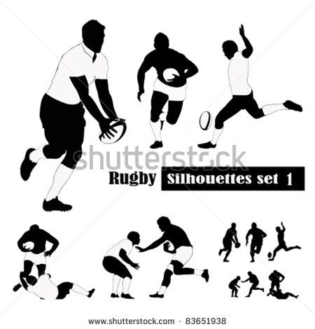 450x470 Rugby Silhouettes Set .vector Illustrations Wood Work