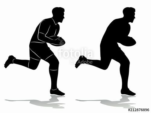 500x375 Silhouette Of A Rugby Player, Vector Draw Stock Image And Royalty