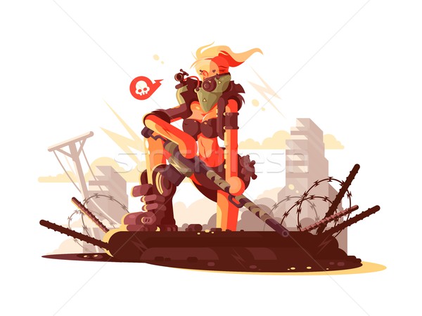 600x450 Postapokalipsis Girl On Ruins Vector Illustration Jossdiim