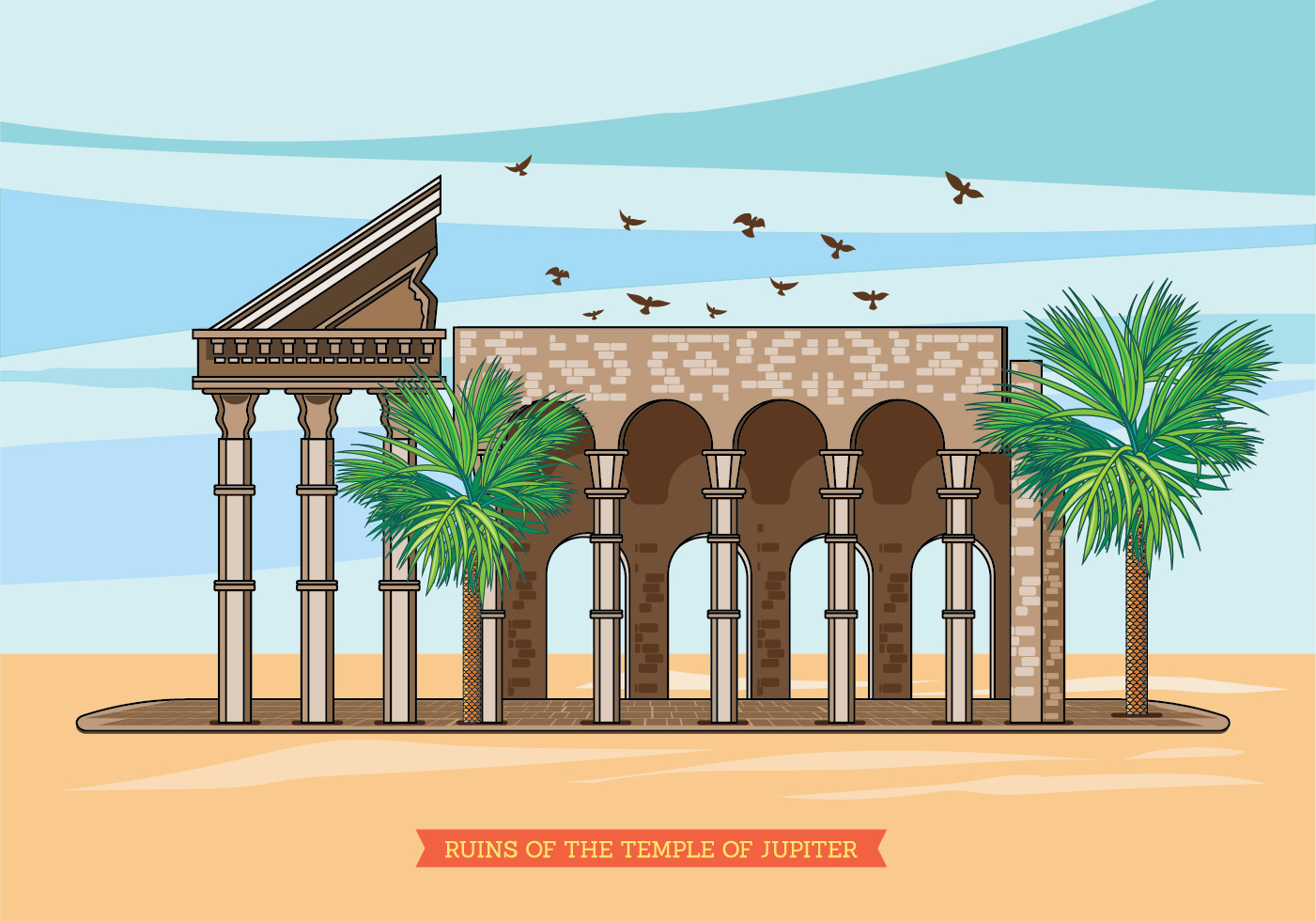 1401x980 Roman Ruins Free Vector Art