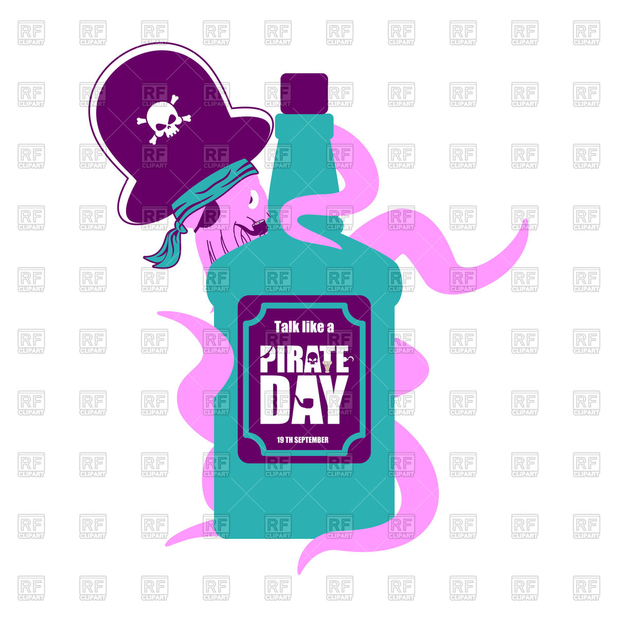 1200x1200 International Talk Like A Pirate Day. Octopus And Bottle Of Rum
