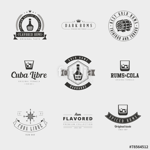 500x500 Rum Retro Vintage Labels Hipster Logo Design Vector Stock Image