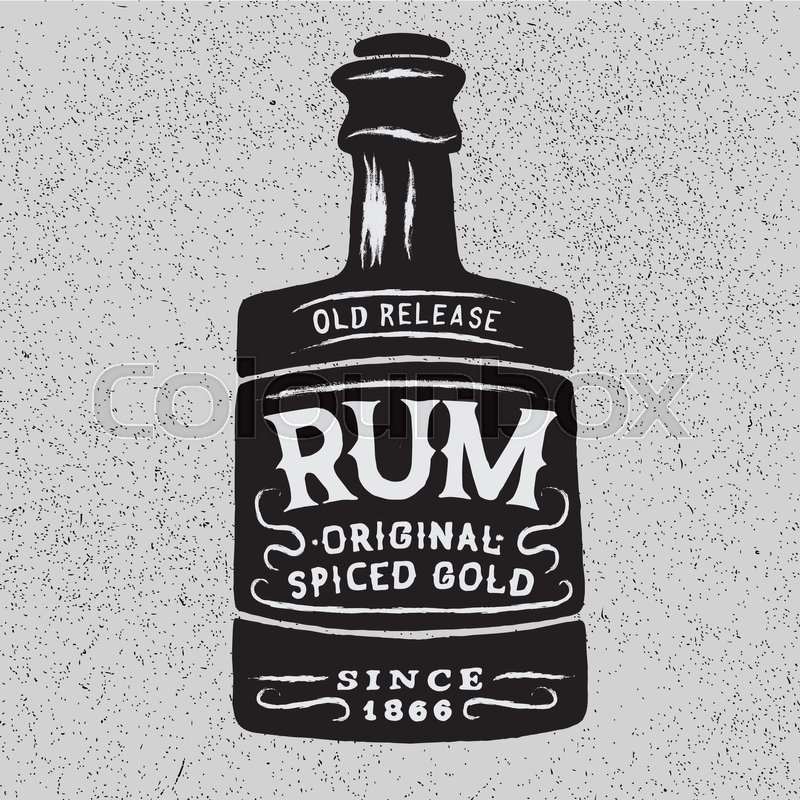 800x800 Vintage Bottle Of Rum.vector Typography Design Of Alcoholic Drinks