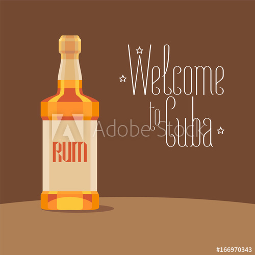 500x500 Bottle Of Cuban Rum Vector Illustration