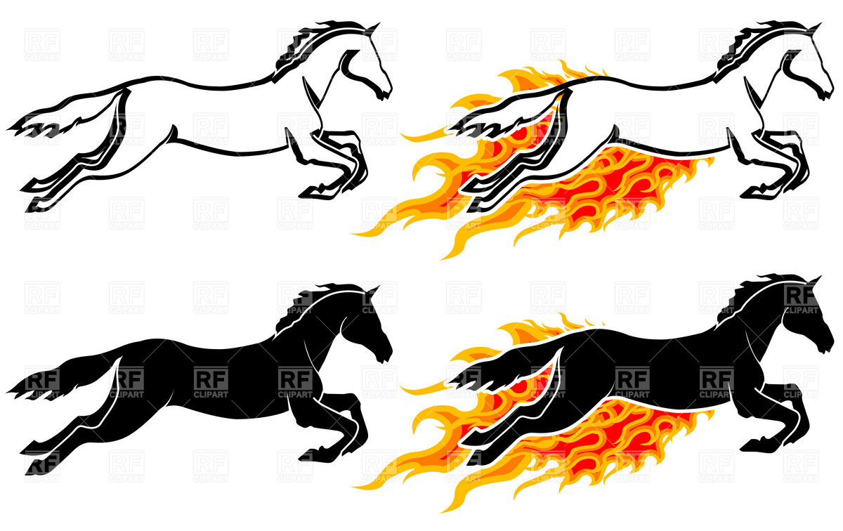 1200x756 Running Horse Silhouette In Flame Vector Image Vector Artwork Of