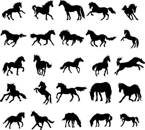 500x448 Running Horse Vector Silhouettes 02 Free Download