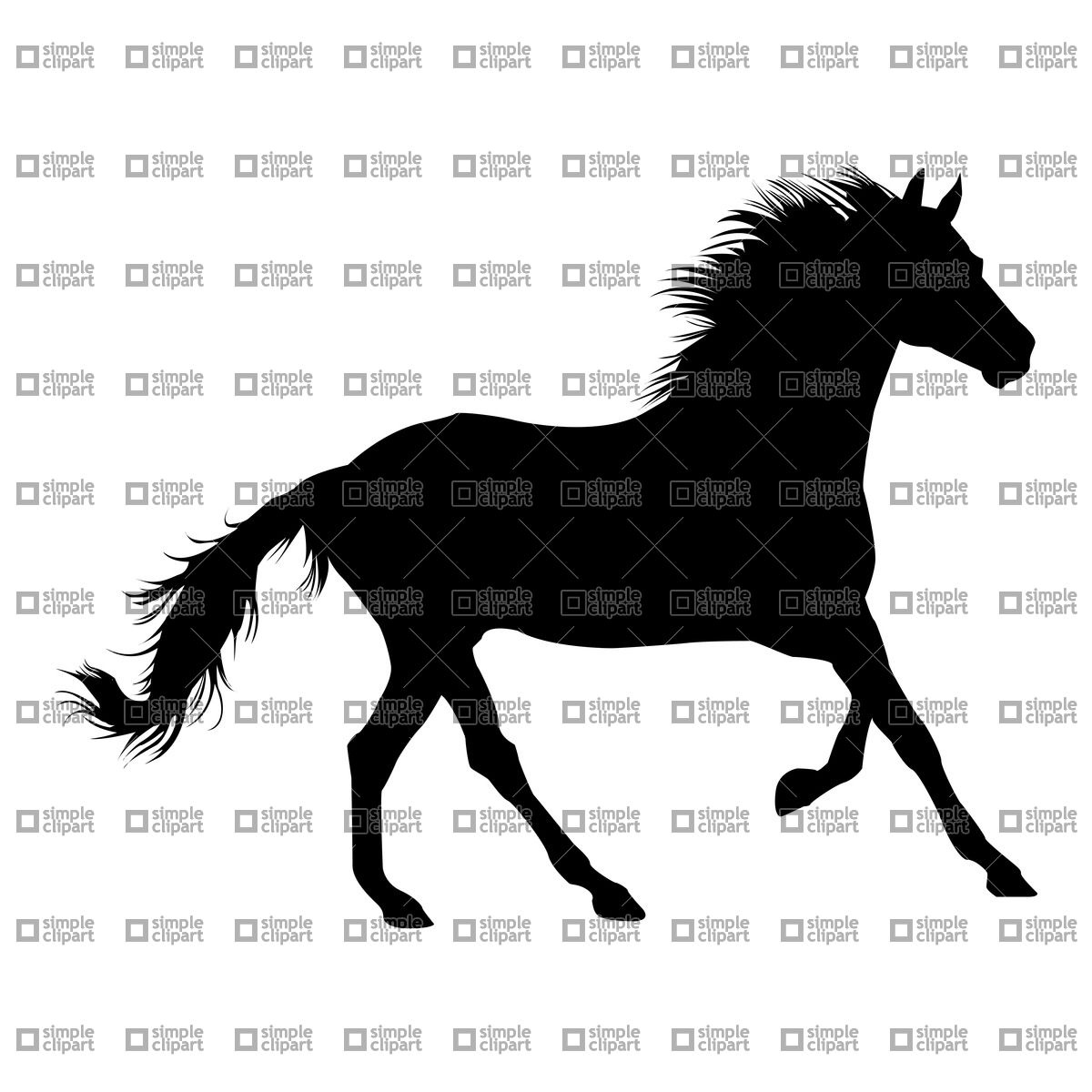 1200x1200 Silhouette Of Running Horse Vector Image