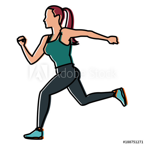 500x500 Fitness Woman Running Icon Vector Illustration Graphic Design