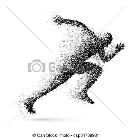 450x470 Running Man In The Form Of Black Particles.