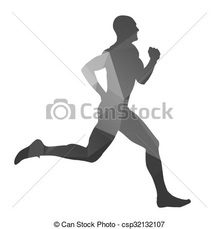 450x470 Running Man. Vector Geometrical Silhouette.