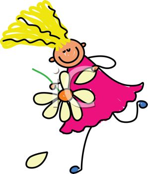 298x350 Picture Of A Stick Figure Girl Running With A Flower In A Vector