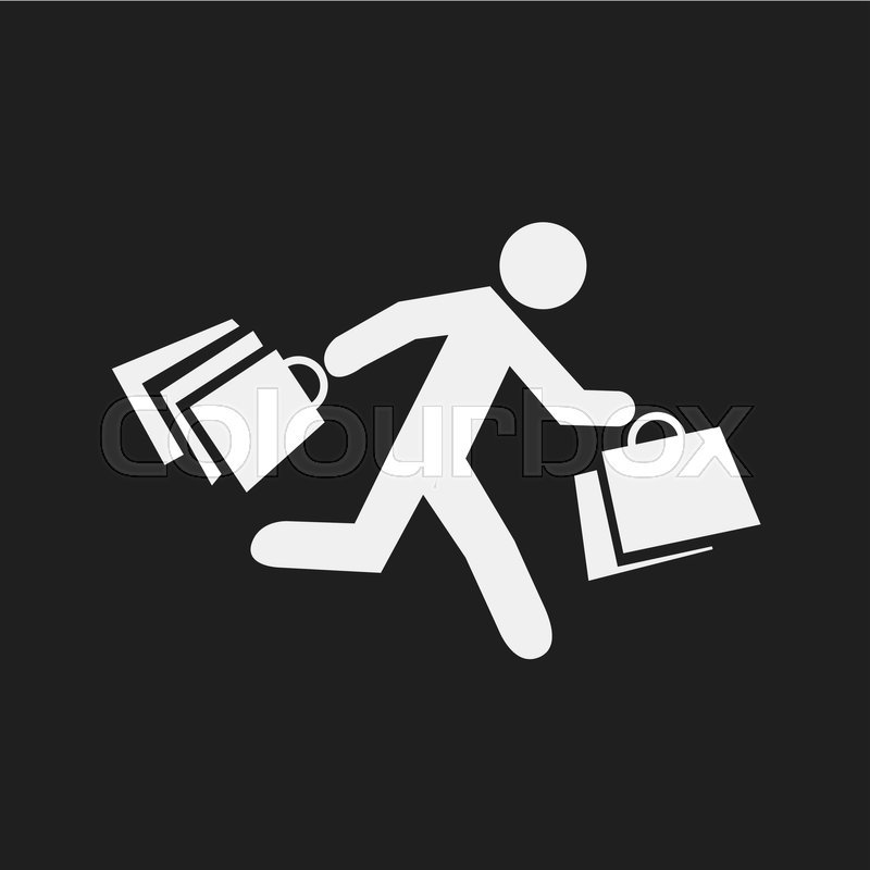 800x800 Stick Figure With Shopping Bags. Symbol Of Running Man With