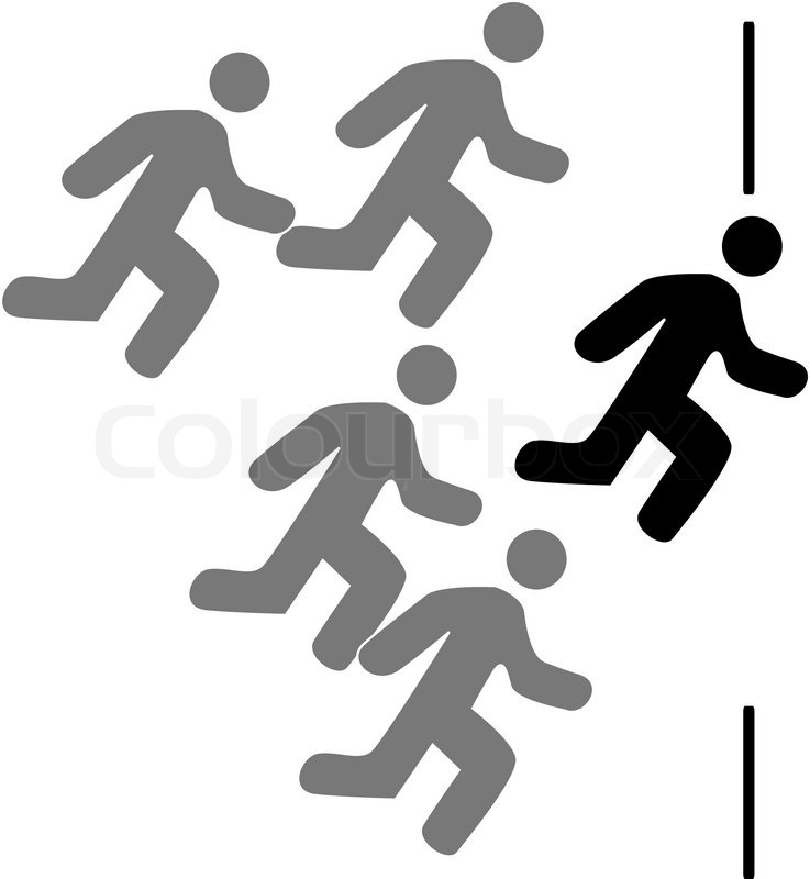 737x800 Concept Illustration Showing Five Stick Figures Running In A Race