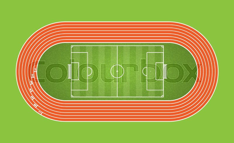 800x488 Running Track And Football Arena, Top View Of Sport Stadium