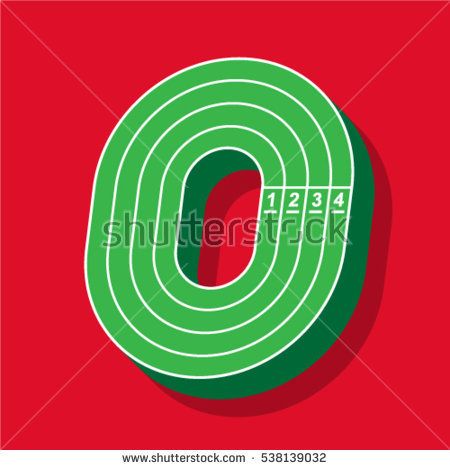 450x470 Sport Font, Letter O, Running Track, Vector. 10km