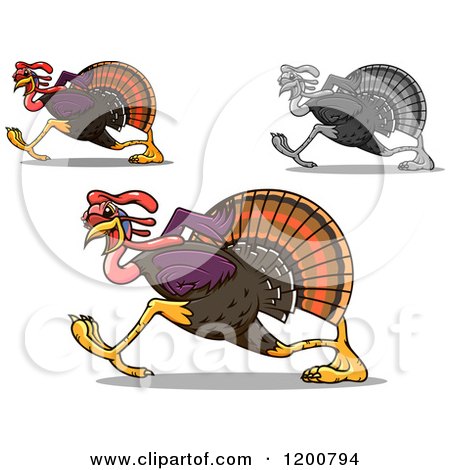 450x470 Clipart Of Running Turkey Birds