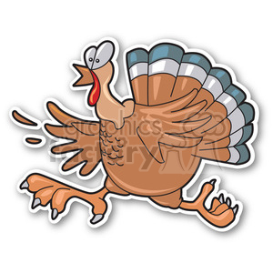 300x300 Royalty Free Running Turkey Sticker 400484 Vector Clip Art Image