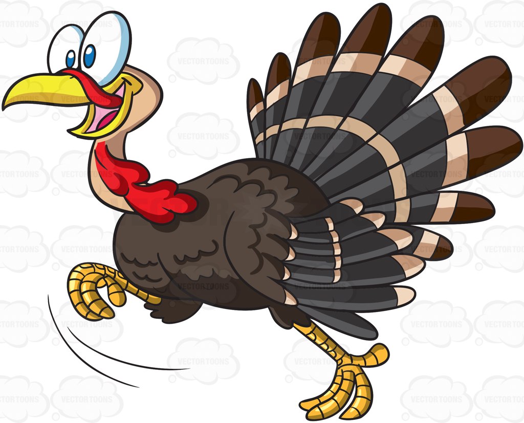 1024x827 A Turkey Running In Excitement Clipart By Vector Toons