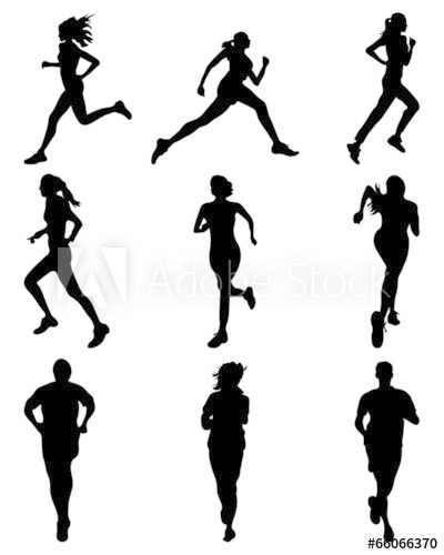 400x500 Black Silhouettes Of Running, Vector