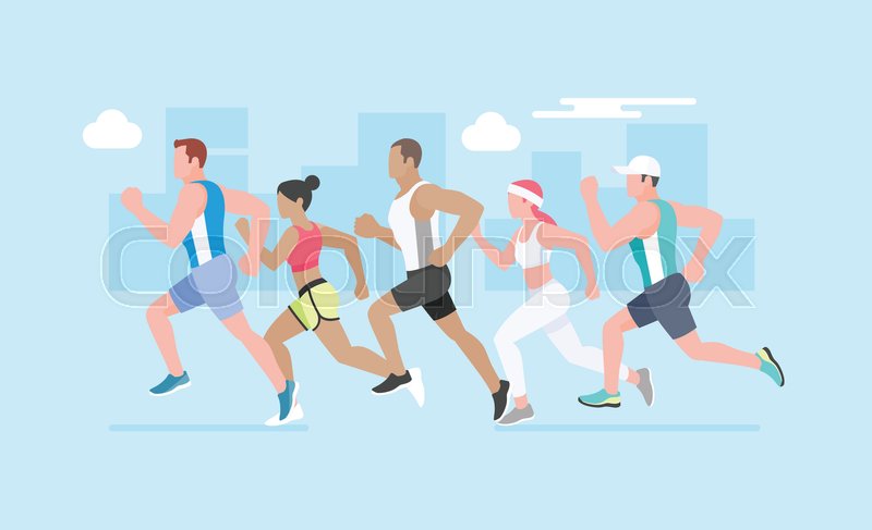 800x487 Running Marathon. Vector Illustration.vector Illustration. Stock