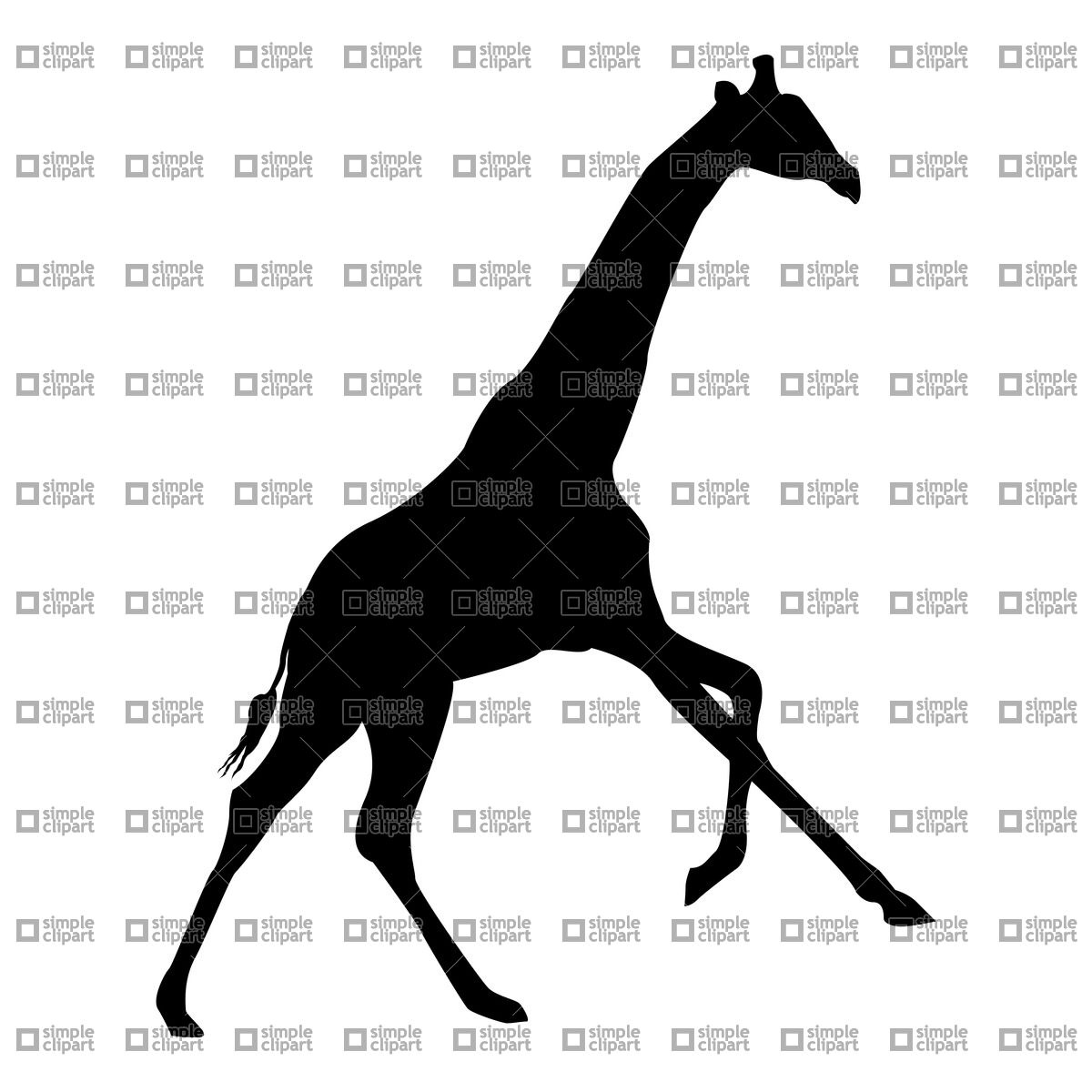 1200x1200 Silhouette Of Running Giraffe Vector Image