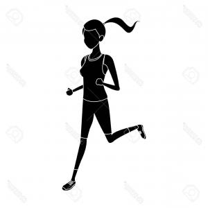 300x300 Photostock Vector Silhouette Sport Girl Run Athletic Fitness