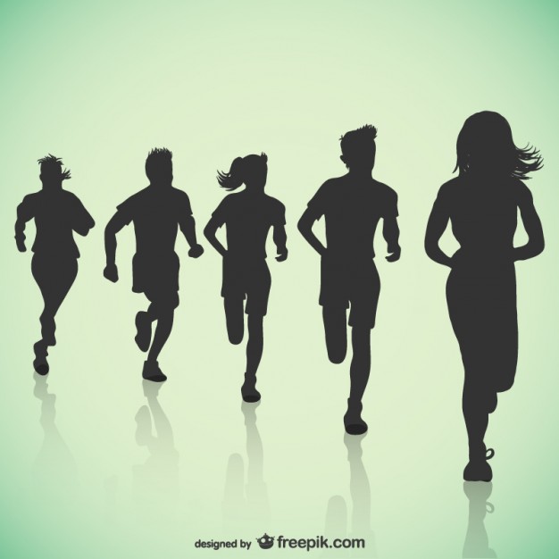 626x626 Running Black Silhouettes Vector Free Download