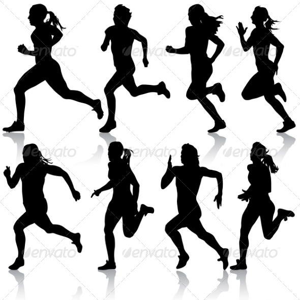 590x590 Running Woman Set Runner Silhouette Vector Free Download