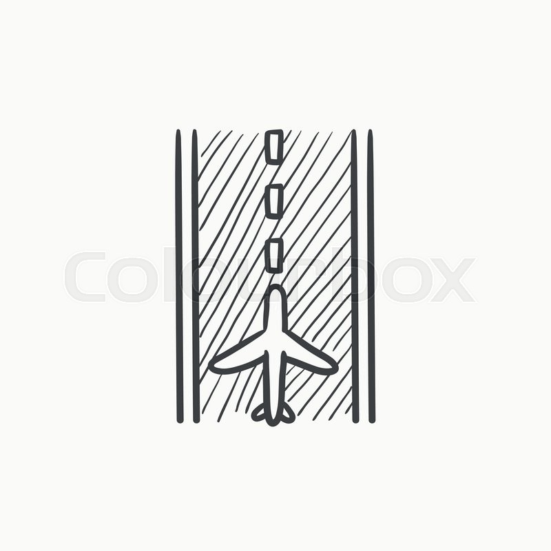 800x800 Airport Runway Vector Sketch Icon Isolated On Background. Hand