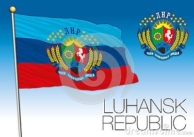 400x283 Luhansk Republic Flag And Coat Of Arms, Russia, Vector File