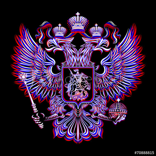 500x500 Russian Coat Of Arms On A Black Background In Three Colors