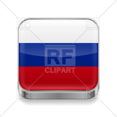 400x400 Metal Square Icon With Russian Flag Vector Image Vector Artwork