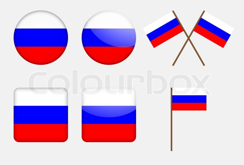 800x540 Set Of Badges With Russian Flag Vector Illustration Stock Vector