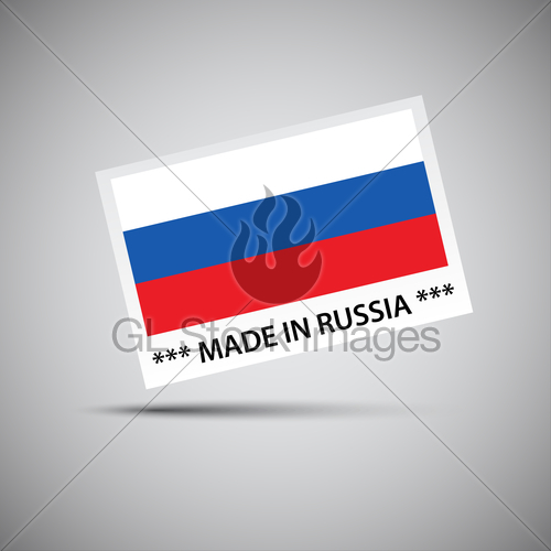 500x500 Vector Card Made In Russia With Russian Flag, Vector Illu... Gl