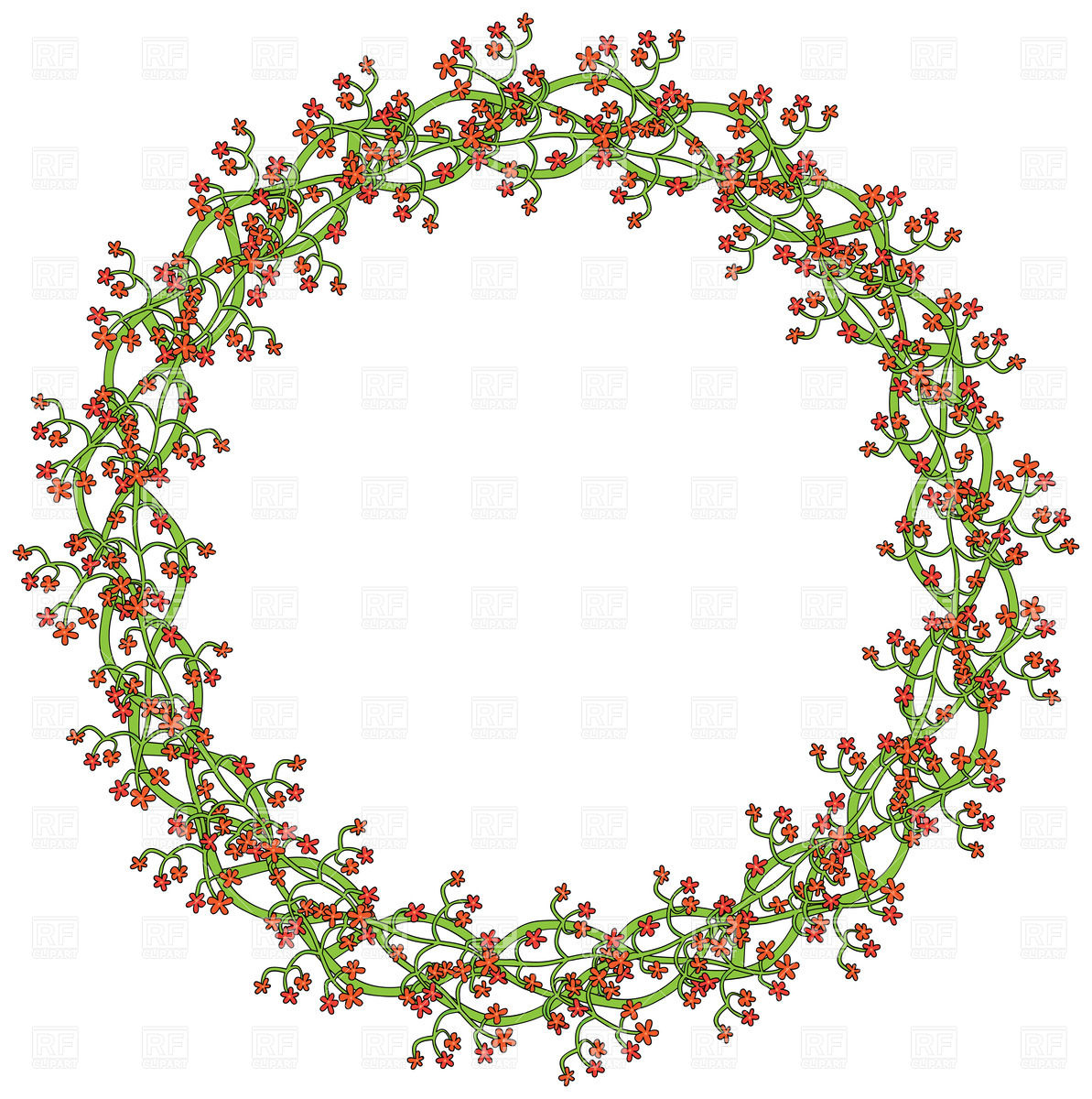 1193x1200 Wreath Made Of Little Red Flowers Vector Image Vector Artwork Of