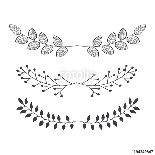 500x500 Rustic Borders With Leaves Set Over White Background Vector