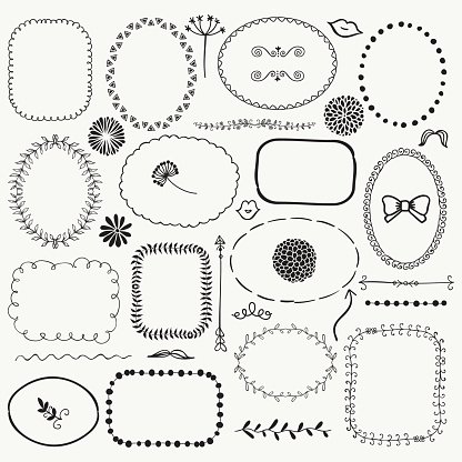 416x416 Vector Hand Sketched Rustic Frames, Borders, Elements Premium