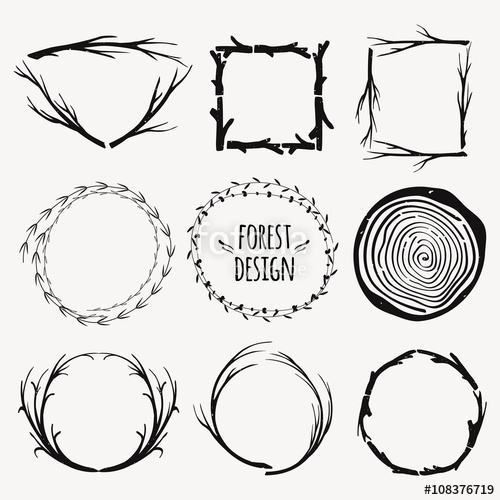 500x500 Vector Decorative Set Of Different Frames With Plants And Tree