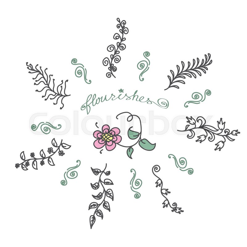 800x800 Vintage Set Of Hand Drawn Rustic Laurels. Floral Vector Graphic