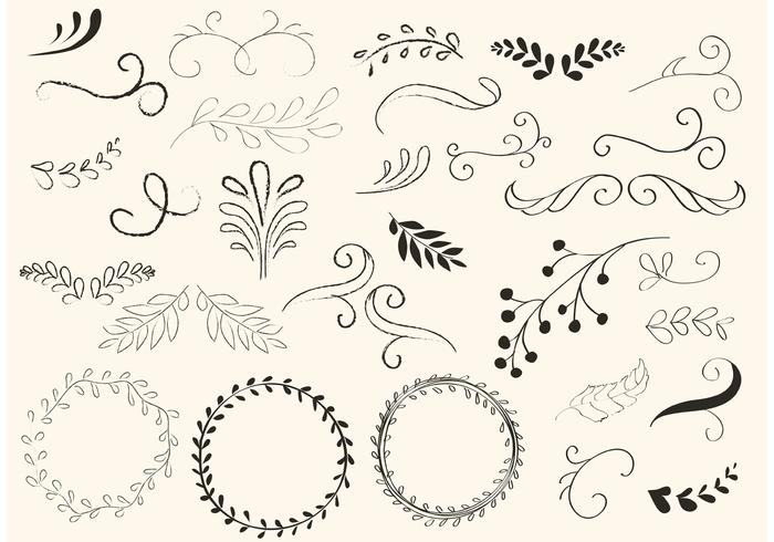 700x490 Hand Drawn Swirls And Wreath Vectors