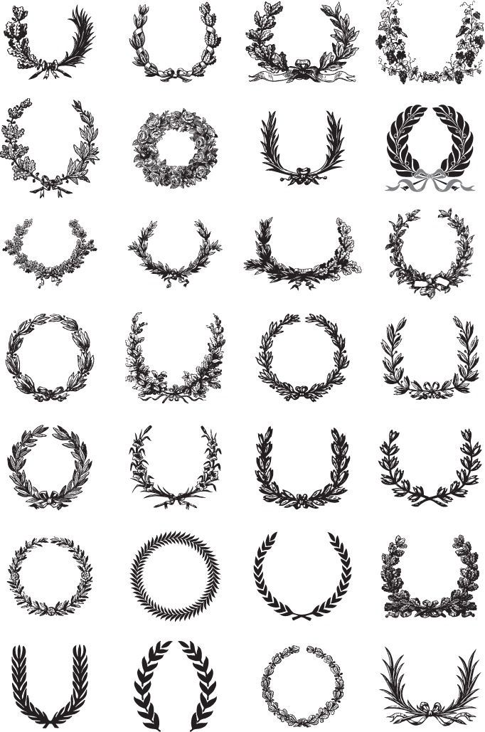 682x1029 Ornate Wreath Vector Set Free Vector Graphics Leaf Wreath Vector
