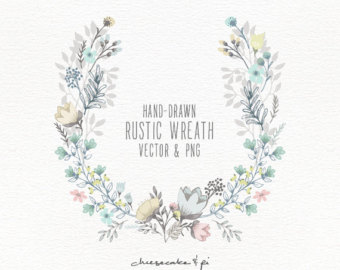 340x270 Rustic Clipart Floral Wreath