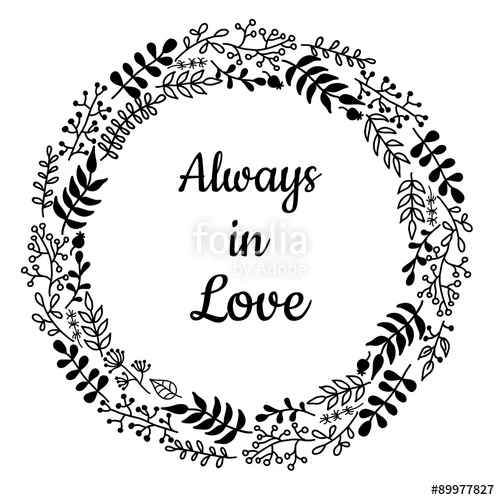 500x500 Vector Rustic Floral Wreath Illustration. Hand Draw. Stock Image