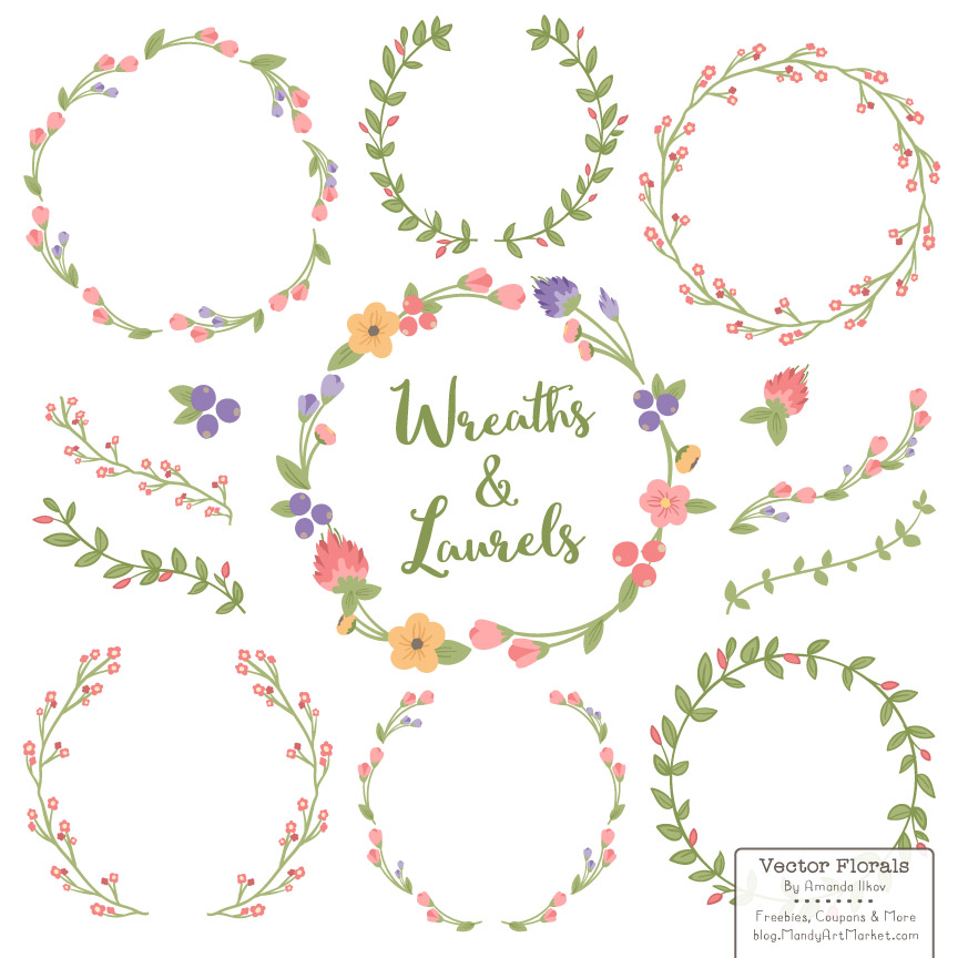 864x864 7 Laurel Wreaths Vector