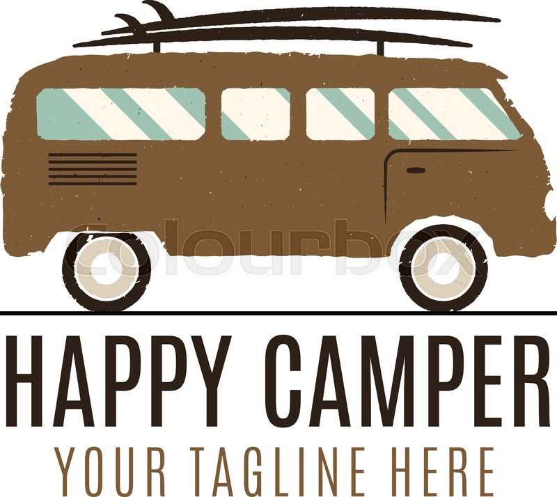 800x714 Happy Camper Logo Design. Vintage Bus Illustration. Rv Truck